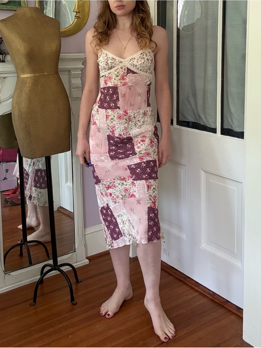 Vintage Naf Naf Floral Midi Dress